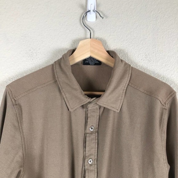 steve & Barrys Shirt Beige Textured Button Up Comfort Soft Size Large - Picture 3 of 11
